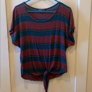 Tie Front Striped Top